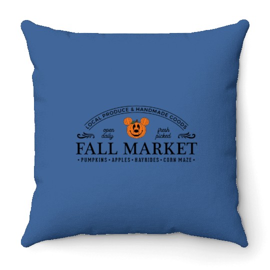 Disney Fall Market Throw Pillows, Mickey Pumpkin Throw Pillows