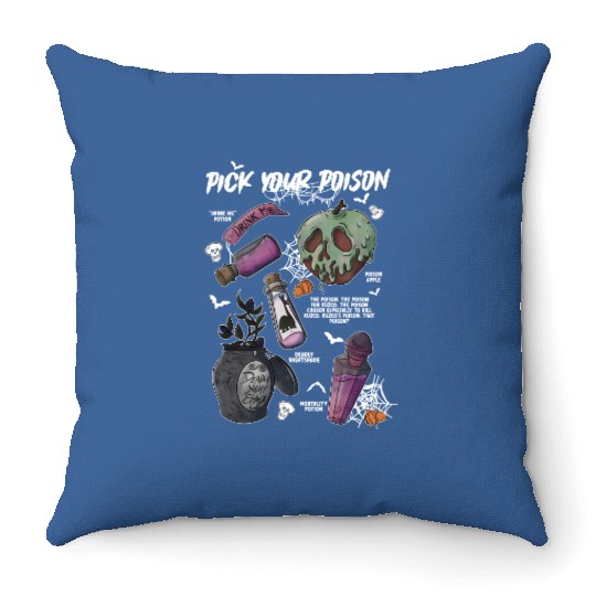 Vintage Disney Pick Your Poison  Throw Pillows, Disney Halloween Throw Pillows