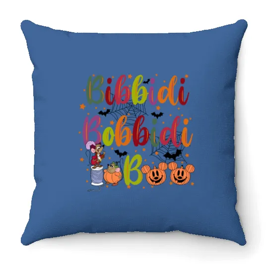 Bibbidi Bobbidi Boo Halloween Throw Pillows, Jaq And Gus Halloween Throw Pillows, Disney Cinderrella