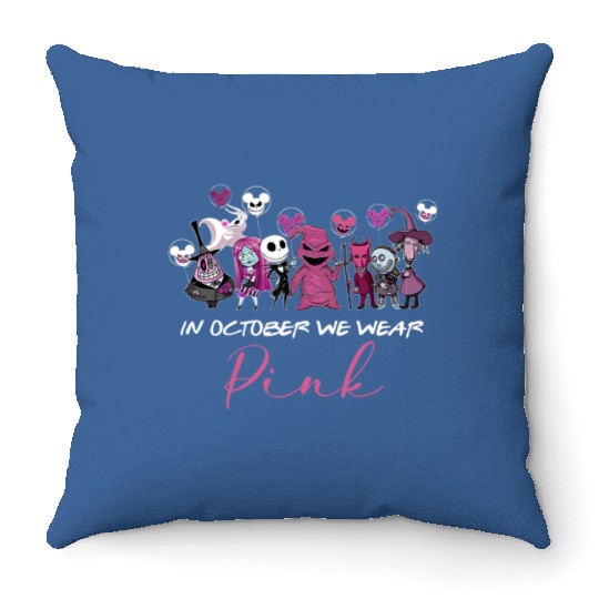 Disney Halloween Throw Pillows, In October We wear Pink, Oogie Boogie 2022