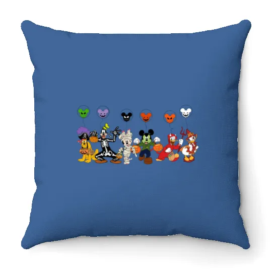 Disney Characters Halloween Skeleton Throw Pillows, Disney Halloween Matching Throw Pillows
