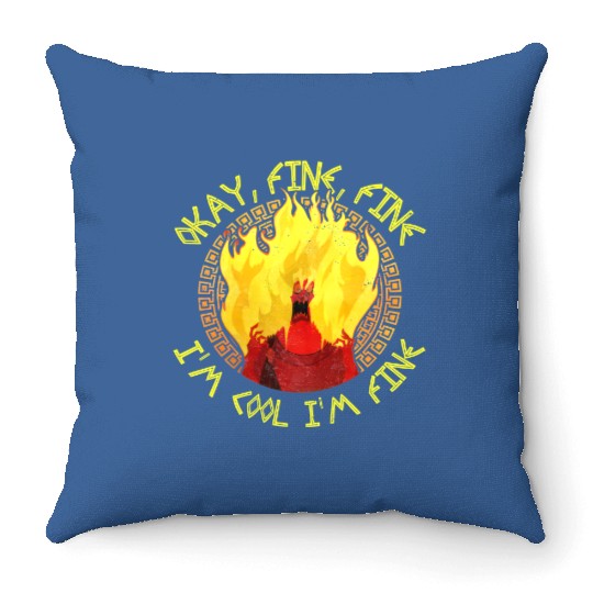 Disney Hercules Villains Hades Meme Okay Fine I'm Cool Retro Throw Pillows