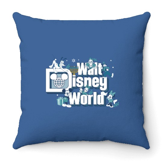 Mickey Friends Happy Hanukkah Throw Pillows, Disney Dreidel Menorah Throw Pillows
