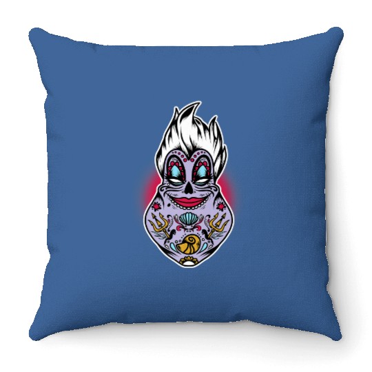 Disney Villains Halloween Ursula Sugar Skull Pre Throw Pillows