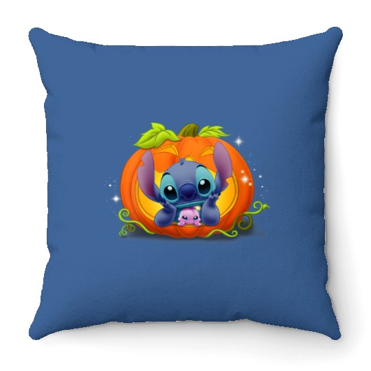 Womens Disney Halloween Stitch and Boogoo Pumpki Throw Pillows