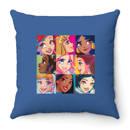Discover Disney Princess Characters Pop Art Grid 9375 Throw Pillows