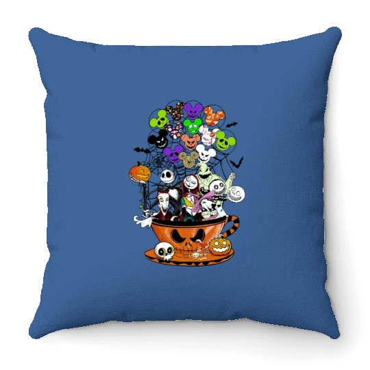 Halloween The Nightmare Before Christmas Teacup  Color Throw Pillows, Disney Balloons Halloween