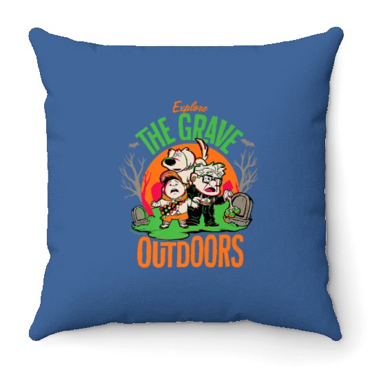 Discover Disney and Pixars Up Explore the GRAVE Outdoors Throw Pillows