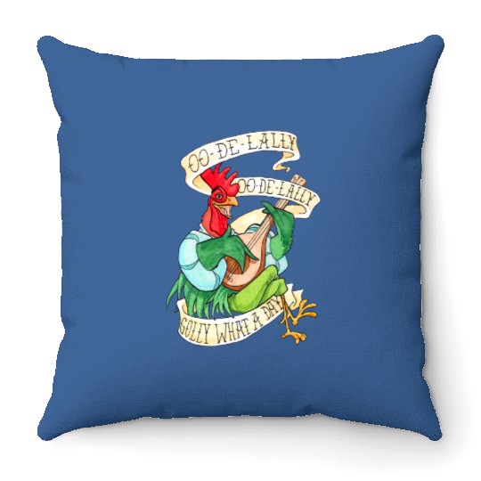 Disney Robin Hood Funny Alan A Dale Rooster OO De Lally Throw Pillows, Magic Kingdom WDW Throw Pillows