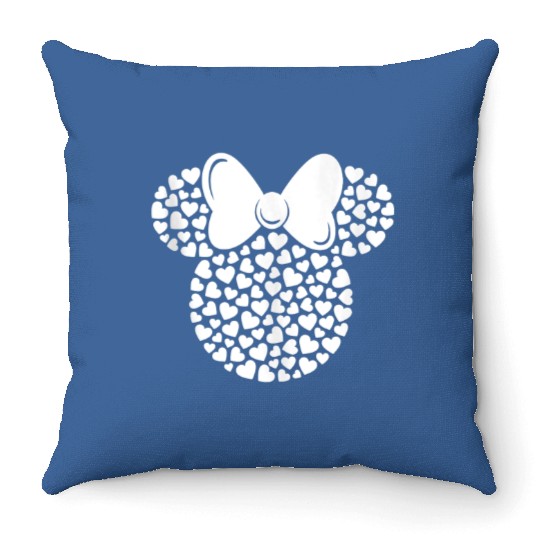 Disney Minnie Mouse Icon Filled with White Heart Throw Pillows