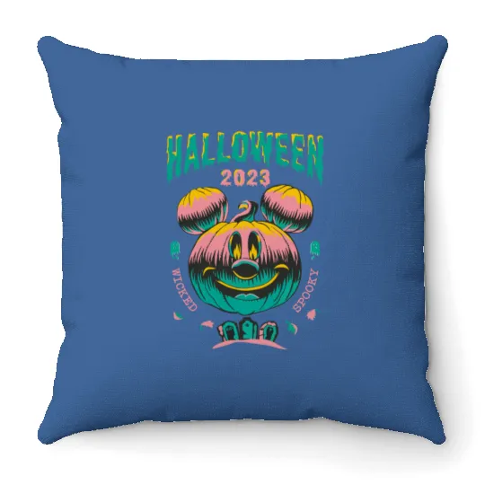 Mickey Pumpkin Wicked Happy Halloween Throw Pillows, Halloween Throw Pillows, Disney Throw Pillows, Spooky Throw Pillows