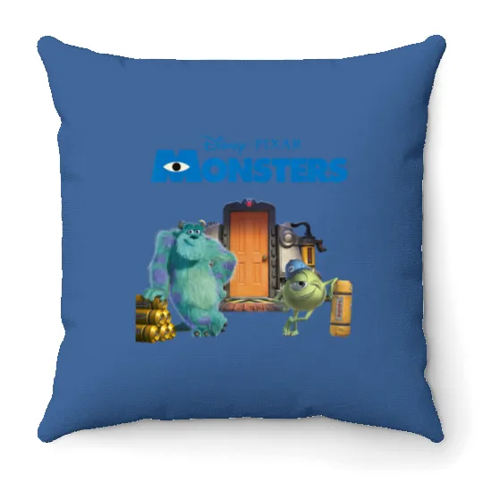 Disney Monsters Inc Scream Factory Graphic T 202 Throw Pillows