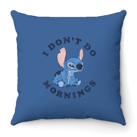 Discover Disney Lilo Stitch I Dont Do Mornings Distressed Throw Pillows