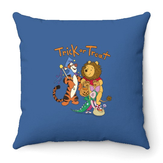 Disney Winnie The Pooh Halloween Group Shot Tric Throw Pillows