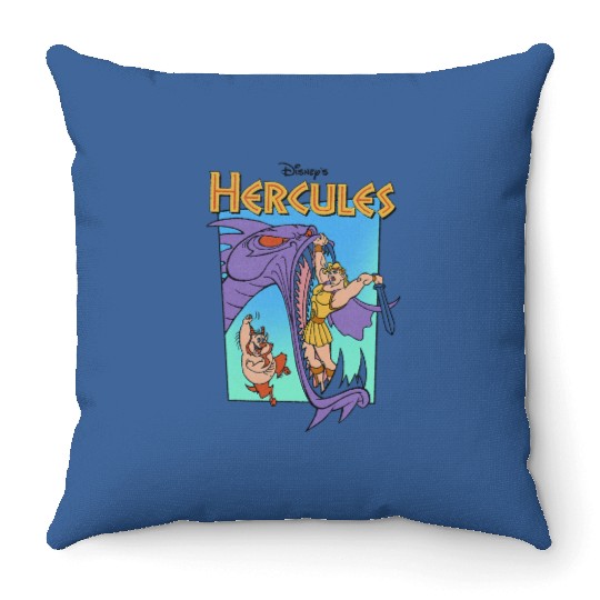 Disney Hercules Hydra Battle Retro Graphic Throw Pillows