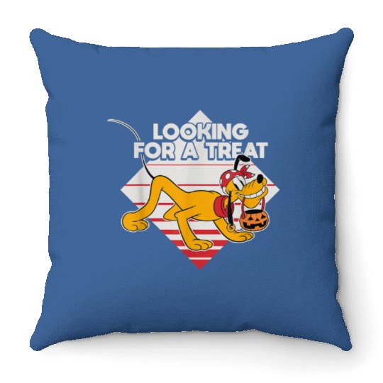 Discover Disney Pluto Looking for a Treat JackOLantern Ha Throw Pillows
