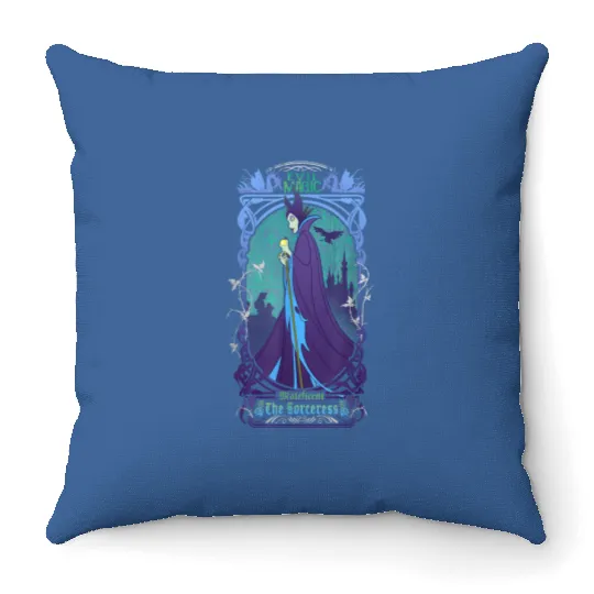 Disney Maleficent The Sorceress Deep Purple Grap Throw Pillows