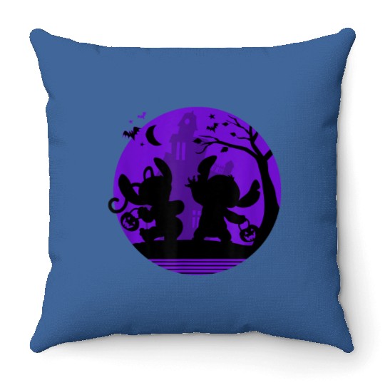 Disney Stitch and Angel Trick or Treat Halloween Throw Pillows