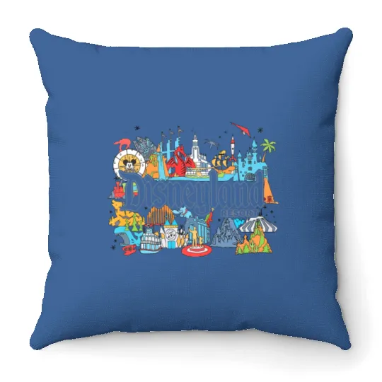 Disneyland Resort  Throw Pillows, Vintage Disney Throw Pillows, Magic Kingdom Throw Pillows, Disney World Throw Pillows