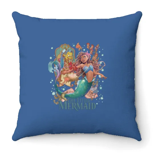 Retro Little Mermaid Throw Pillows  Black Little Mermaid Throw Pillows | Disney Throw Pillows