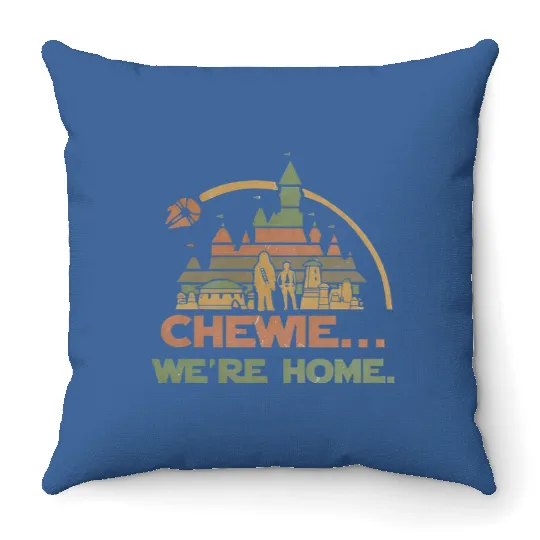 Vintage Chewie We're Home Chewbacca Disney Castle Throw Pillows