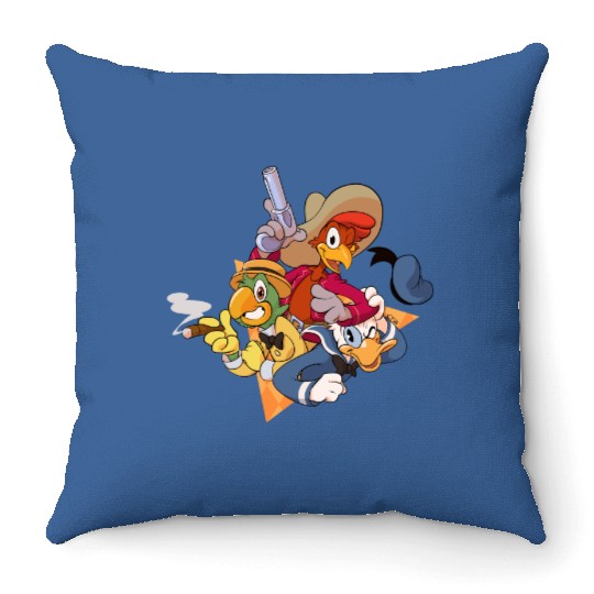 The Three Caballeros Throw Pillows, Disney Amigo Throw Pillows, 3 Amigos Throw Pillows, Donald Duck Throw Pillows