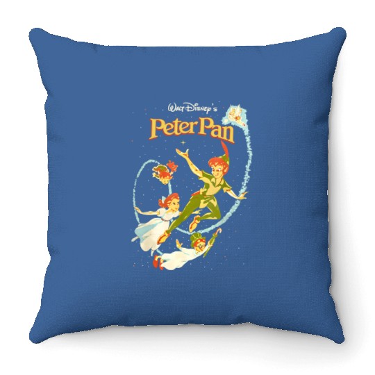 Disney Peter Pan Throw Pillows, Peter Pan Vintage Throw Pillows, Disneyland Vacation Throw Pillows