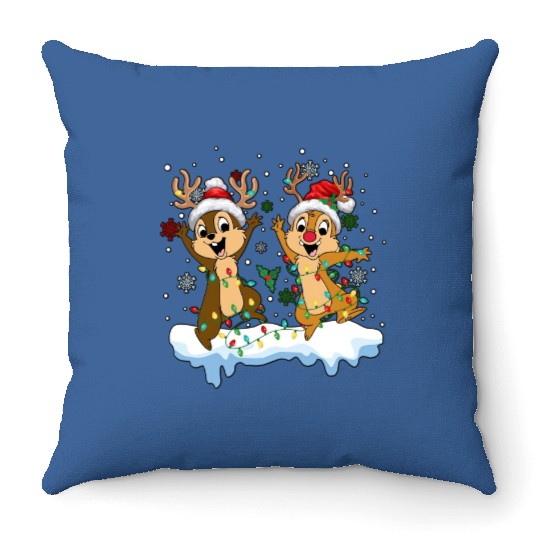 Disney Chip And Dale Christmas Throw Pillows, Cute Christmas Couples Throw Pillows