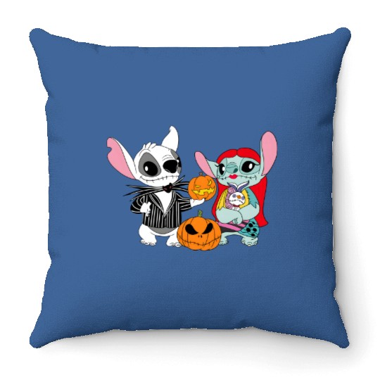Disney Lilo and Stitch Anger Halloween Costume Jack Skellington and Sally Throw Pillows