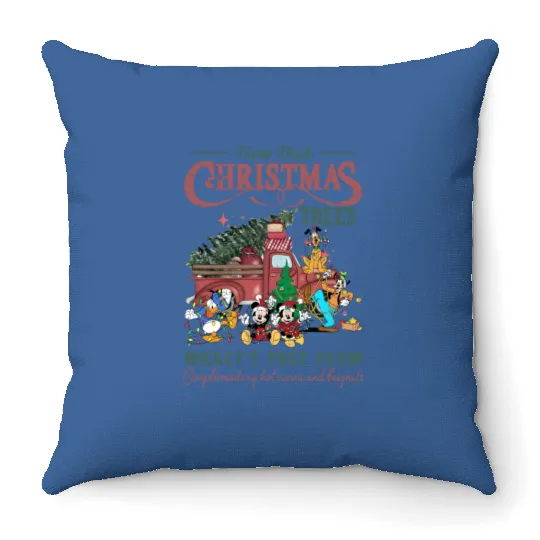 Retro Disney Farm Fresh Throw Pillows, Mickey's Tree Farm Throw Pillows, Mickey And Friends Christmas