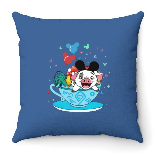 Moana Throw Pillows Pua and Hei Hei, Disney Teacup Throw Pillows, Disney Matching Throw Pillows