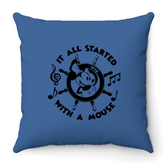 Discover Retro Mickey Est 1928 Throw Pillows, It's all started with a mouse, Disneyland Throw Pillows