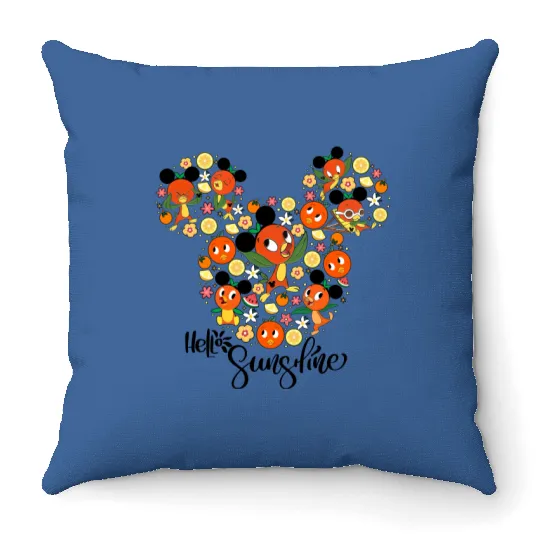 Hello sunshine Orange bird Disney Throw Pillows, Orange bird Mickey head Throw Pillows, Epcot center Throw Pillows