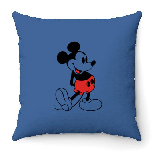 70s Mickey Mouse Black Grey Ringer Throw Pillows Vintage 1970s Made in USA 50/50 Unofficial Disney Cartoon Character Throw Pillows Streetwear Sportswear