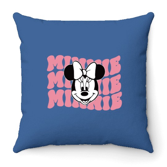 Minnie Mouse Pink Background Throw Pillows, Disney Minnie Mouse Throw Pillows