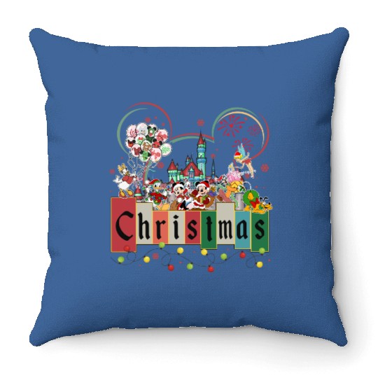 Retro Disneyland Christmas Throw Pillows