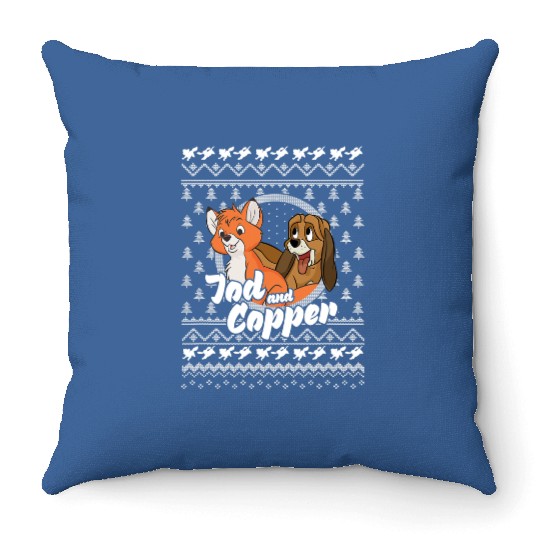 Disney The Fox and the Hound Christmas Tod And Copper Logo Throw Pillows