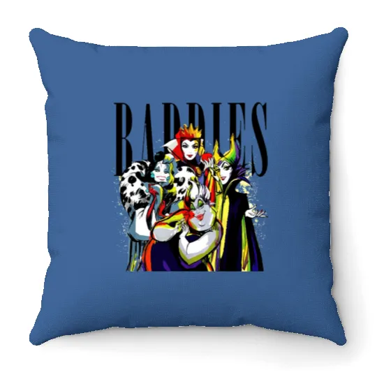 Disney Villians Baddies Graphic Design Maleficent Queen Cruella,Ursla Throw Pillows