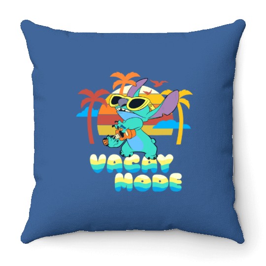 Discover Disney Stitch Island Vacay Mode Retro Distressed Throw Pillows, Disney Trip Throw Pillows, Disney World Throw Pillows