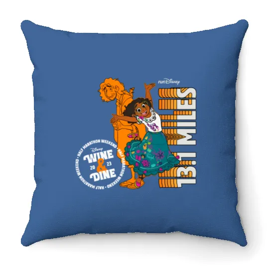 runDisney Mirabel Madrigal Encanto W.ine & Dine Halft Marathon 13.1 Miles Throw Pillows, Disney Marathon Weekend 2023 Throw Pillows