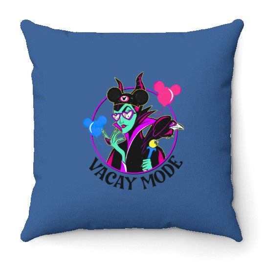 Maleficent with Mickey Balloon Vacay Mode Throw Pillows / Sleeping Beauty Disney Villain Throw Pillows