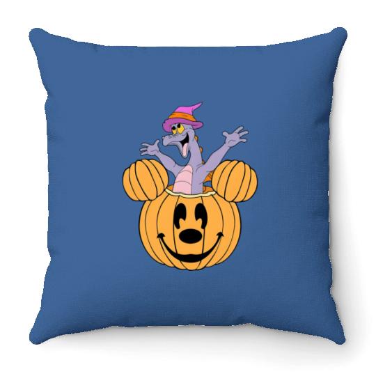 Retro Disney Figment Pumpkin Halloween Costume Throw Pillows