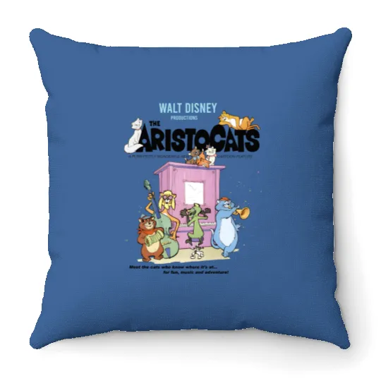 Disney The Aristocats Cats Playing Piano Retro Throw Pillows
