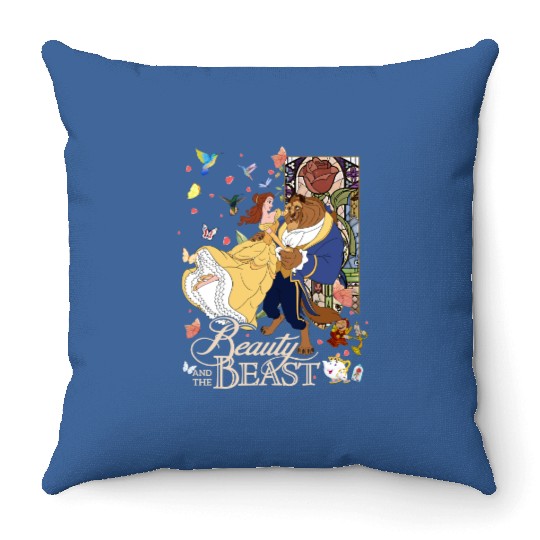 Vintage Beauty And The Beast  Throw Pillows, Disney Princess Throw Pillows