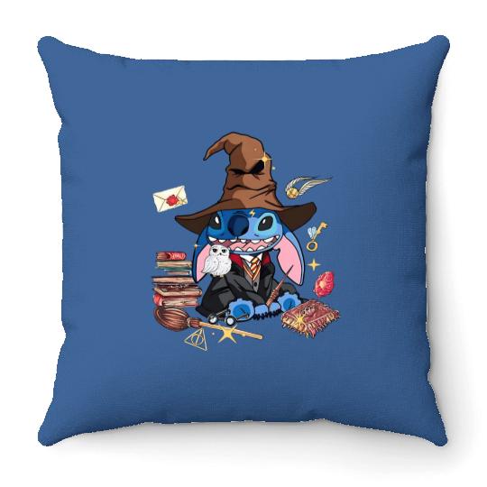 Stitch Witch Disney Trip Wizard Harry Potter Universal Studios Throw Pillows, Stitch Lover Gift