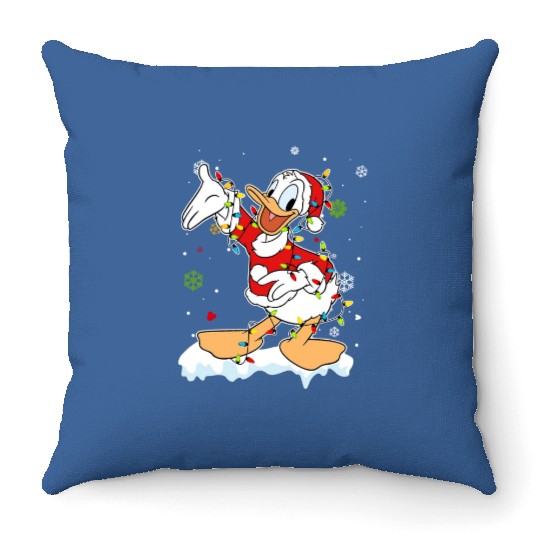 Disney Donald Duck Christmas Disney Snow Funny Merry Christmas Throw Pillows, Disneyland Matching Christmas Group Throw Pillows