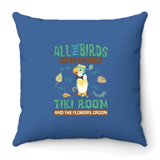 Retro Disneyland Enchanted Tiki Room Throw Pillows