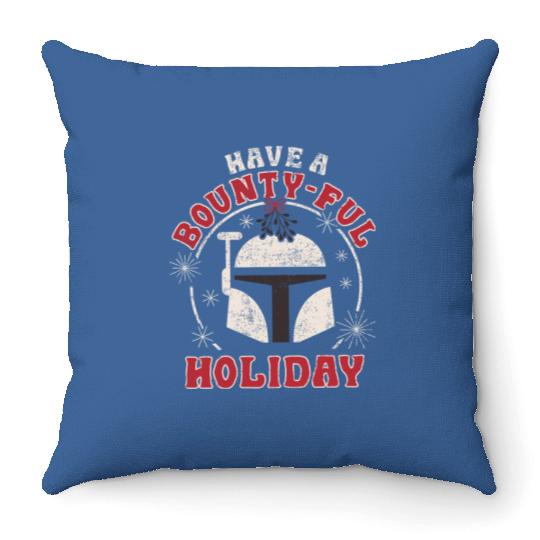 Boba Fett Have A Bounty-Ful Holiday Christmas Throw Pillows, Funny Disney Star Wars Throw Pillows