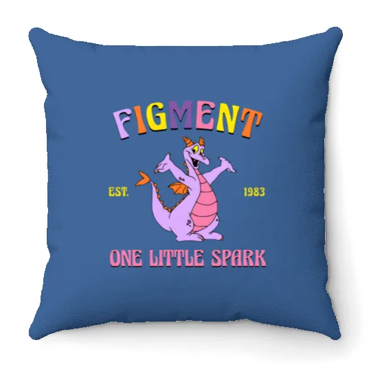 Retro Figment Throw Pillows, Figment Est 1983, One Little Spark, Journey Into Imagination, Disneyland Throw Pillows