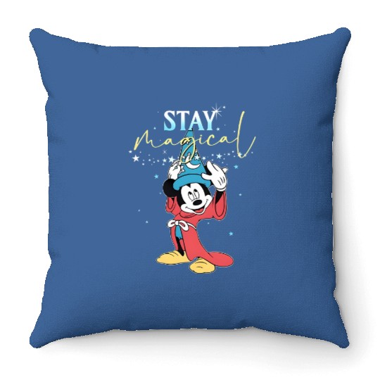 Retro Sorcerer Mickey Stay Magical Throw Pillows, Fantasmic Disneyland Throw Pillows